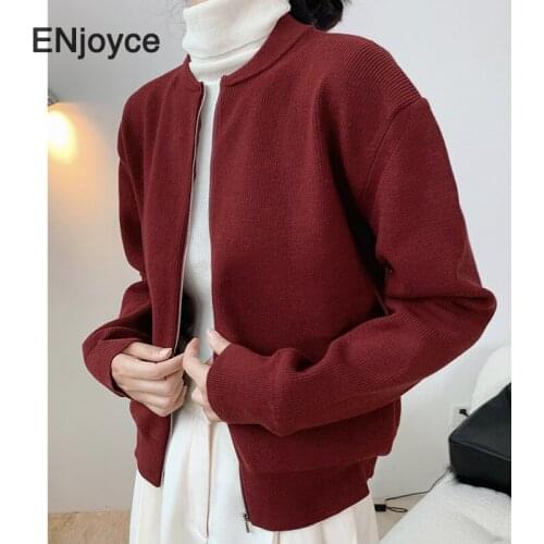 2020 Autumn Fashion Sweater Cardigan Jacket Coat Women Korean Style New Design Female Chic Slim Fit Knitting Zipper Outerwear