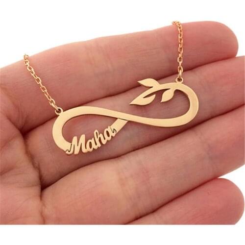 Personalized Name Necklace BFF infinity Leaf Fascinating Stianless Steel Pendant Choker Femme Custom Accessories Christmas