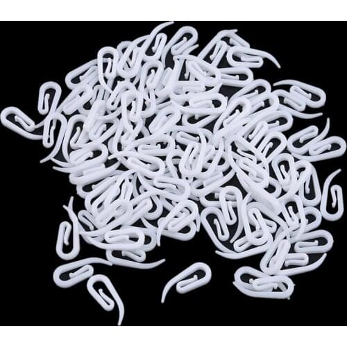 Pactical 100pcs White Hanging Curtain Hook Hanger Ring Loop Clip Glide Convenient Curtain Accessories Household