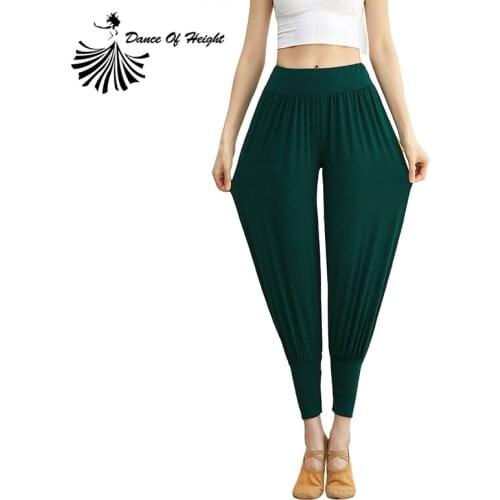 High Waist Loose Dance Pants Womens Modal Exercise Clothes With Feet Lantern Closing Comfortable Yoga Trousers Solid Plus Size