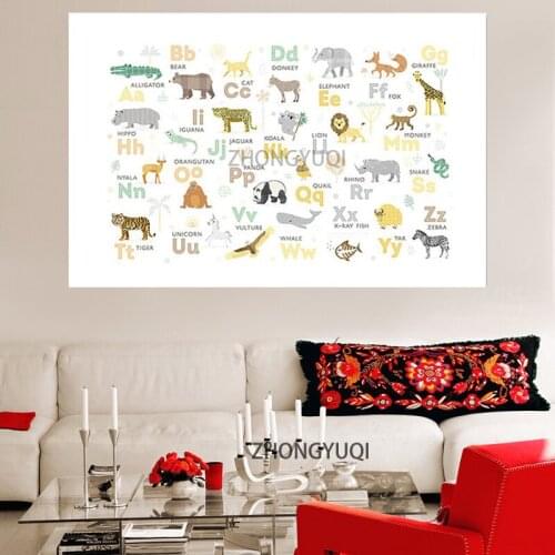 Safari Animal Alphabet Poster Nursery Boho Canvas Painting Baby Art Print Nordic Modern Wall Picture For Kids Room Home Decor