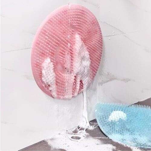 Silicone Bath Massage Pad Round Lazy Bath Wash Feet Clean Dead Skin Shower Back Brush Non-Slip Massage Cushion Mat