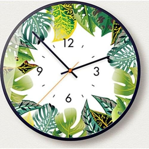 Modern Mute Wall Clock Round Mechanism Electronic Quartz Clock Metal Roman Numerals Home Decor Wall Watch Kitchen Clock Brief