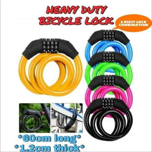 Bicycle 4 Digit Code Combination Security Lock Bike Number Code Lock Resettable 60cm Steel Cable Chain Padlock Cycling Accessory