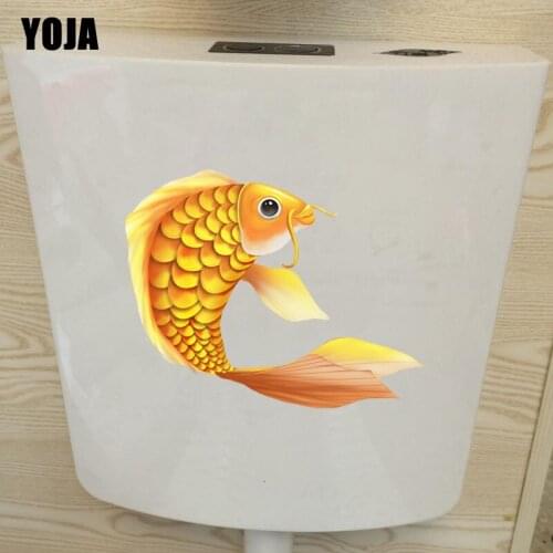 YOJA 21.1*17CM Golden Koi Toilet Decal Wall Sticker BedRoom Home Decor Modern Cartoon Fish T3-0941