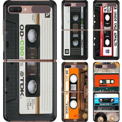 Retro Cassette Tapes Hard Phone Case For Samsung Galaxy Z Flip 3 Caso PC Shell Black Cover Smartphone