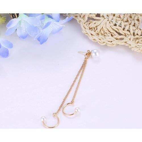 1PC Fashion Personality Pearl Tassel Chain Ear Clips Ear Studs Creative Elegant shiny Seven Stars Earhook Jewelry Gift Women