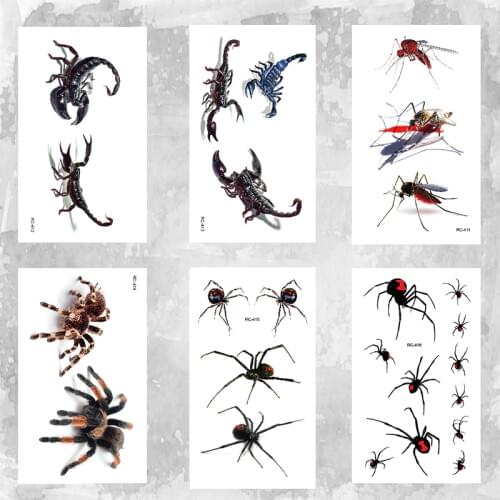 10x6cm environmentally friendly waterproof spider Tattoo Sticker 3D 3D funny personality Tattoo Sticker