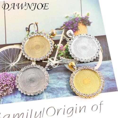 25mm Gold/Silver Round Crystal Cabochon Base Blank setting DIY Jewelry Accessories Making Pendant Necklace Jewelry Finding