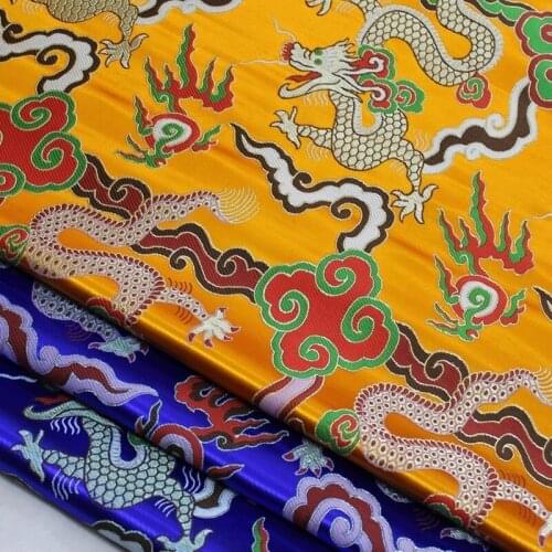 Wide 29" Chinese style Cheongsam Dragon gown Material Stage Decoration Cloth Jacquard Antique Spinning Brocade Silk Fabric