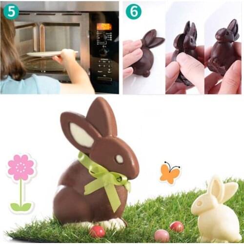 3D Easter Bunny Plastic Chocolate Mold Polycarbonate Rabbit Candy Mold Sugar Paste Mold Cake Decorating Tools Diy Easter Cake