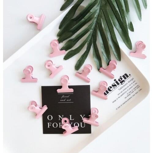 5pcs/lot Pink Marker Folder Card Paper Tag Clamp Chancery Creative School Binding Cute Supply Metal Paper Clip