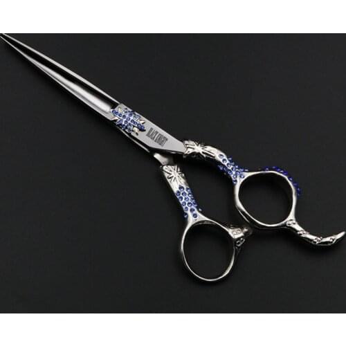6 Inch Professional Pet Scissors Dog Grooming Straight Cutting Shears Kit for Animals Japan440C Personality Blue Diamonds Styles