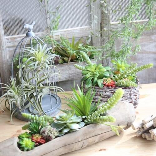 6 Heads Big Vivid Succulents Artificial Plants for Garden Bonsai Desktop Plants Home Decoration Plant Home office Decoration