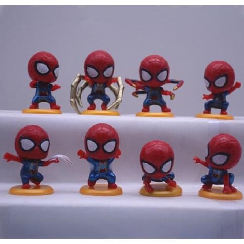 8pcs/set Disney Marvel Infinity War Spider-man Hero Action Figure Peter Mini Model Toys Cake Car Collection Decoration Doll Gift