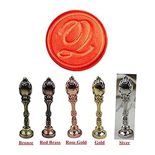 Alphabet Initial Q Red Brass Luxury Wedding Invitation Wax Seal Stamp Peacock Metal Handle Set