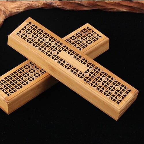 Bamboo Incense Burner Incense Stick Holder Joss-stick Box Hollow Aromatherapy Zen Lying Censer Home Office Teahouse