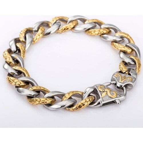 11mm Charming Jewelry 316L Stainless Steel Silver Gold Color Women Men Cuban Curb Link Chain Bracelet Wristband 7-10" Jewelry