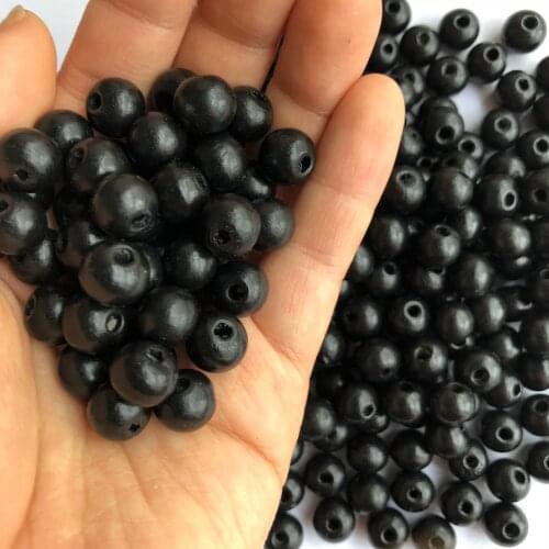 Popular 8mm 10mm Wooden Beads Round Ball Wood Spacer Beads For DIY Jewelry Making Handcrafts 100Pcs/Set Wholesale Black Color