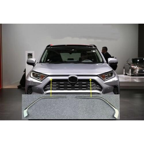 Front car mark Decorative strip Front grille net Decorative bright strip Exterior car Accessories For Toyota RAV4 2019 2020