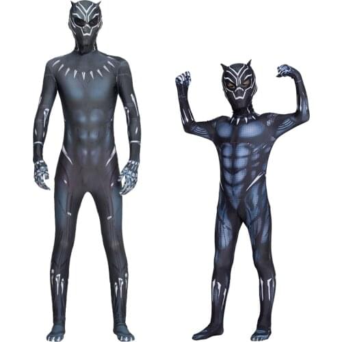 Halloween Childrens Suits Black Costume Panther With Mask Party Boy Adult Man Cosplay Jumpsuit Leotard Dress Up