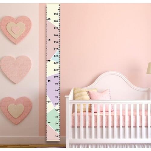 Cartoon geometry Height Measure Ruler painting wall Poster for Children Room Wooden Wall Hanging Scroll painting Growth Chart