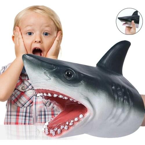 Hot Sale Shark Hand Puppet Animal Head Gloves Figure Simulation Animals Kids Toy Model Scaring Gag Jokes kids Gifts Wholsales