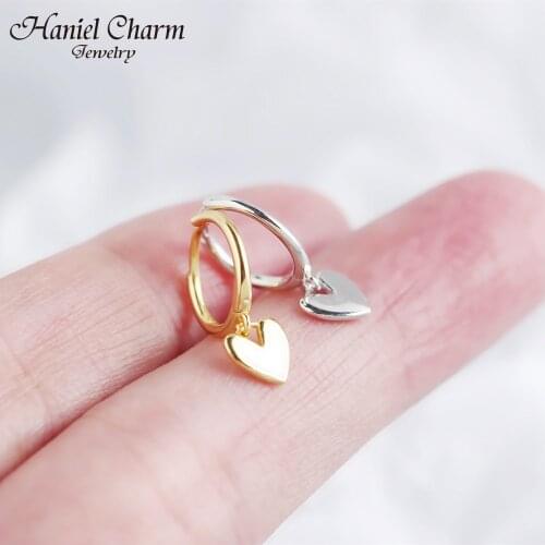 Hot sale new 925 Sterling Silver New Love Heart Hoop Earrings Female Fashion Cute Romantic Elegant Jewelry Couple Handmade Gifts