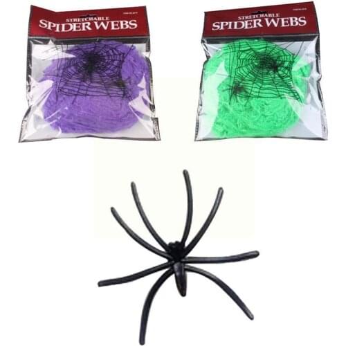 Halloween Spider Cotton Web Scary Party Scene Props Cobweb Stretchy home Colors Horror Accessories Decoration house G1B7