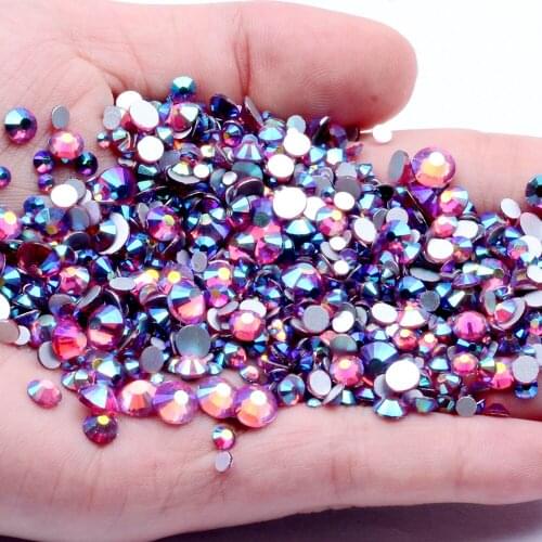 Non Hotfix Crystal Rhinestones Flatback Rose AB Round Facet Strass Stones Shiny Glue On Glass Chatons DIY Nails Art Accessories