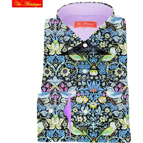 Custom tailor made Men s bespoke dress shirts business casual wedding blouse green bird floral cotton LIBERTY FASHION DAVID