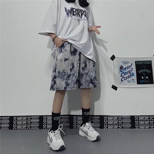 Summer Street Tie-Dye WomenS Shorts Casual Loose Waist Sports Trousers Jogger MenS Wide-Leg Pants 2021 Gothic