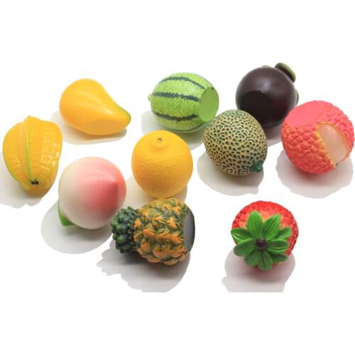 Miniature 3D Fruits Resin Cabochon Cute Simulation Peach Strawberry Lemon Watermelon DIY Scrapbooking Jewelry Making Accessories