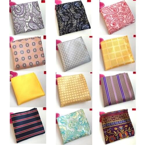 GUSLESON Mens Fashion Silk Print Handkerchiefs Business Casual Square Pockets Handkerchief Wedding Hankies