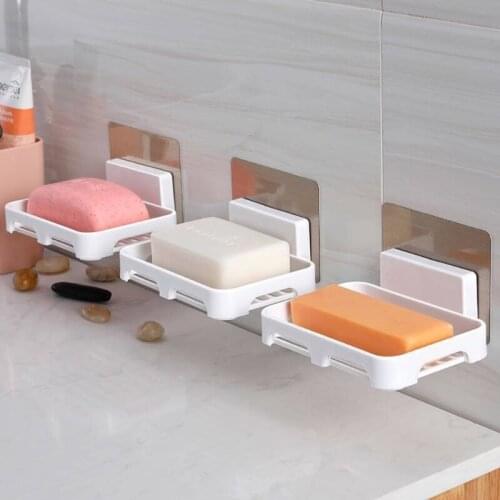 Wall-mounted Suction Cup Soap Dish Box Free Punch Drain Rack Handmade Soap Case