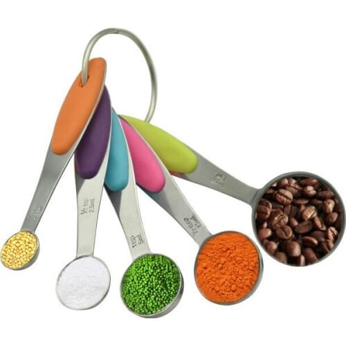 Stainless Steel Powder Spice Measuring Spoon Tea Surgar Coffee Milk Salt Cooking Baking Scale Measure Cup Kitchen Tool 5PC/Set