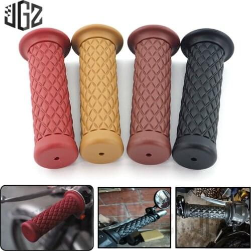 Pair 22mm Universal Motorcycle Handlebar Grips Retro Soft Rubber Gel Motocross Hand Grips for Chopper Cafe Racer Aprilia Bobber