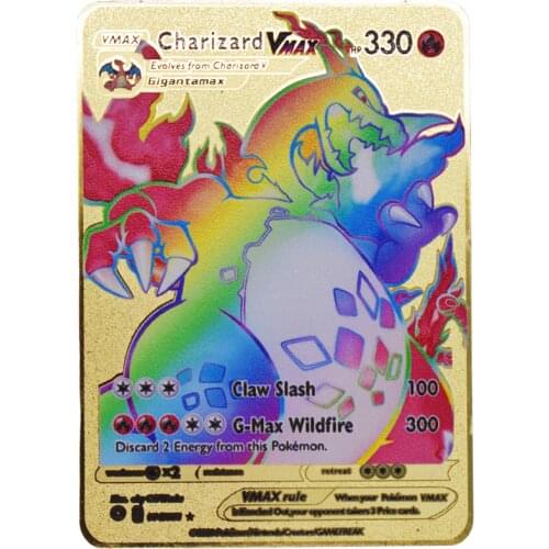 Pokemon Jogo Cartao Anime Charizard Golden Card Pokemon Cartao De Metal Ouro Pikachu Conjunto Figura Modelo Crianca Presente