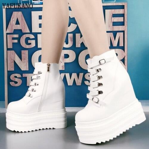 14Cm Super High Heel Short Boots Fashion Within Increase Women Shoes Sexy Party Dress Ankle Boots Spring Autumn Wedge High Heels