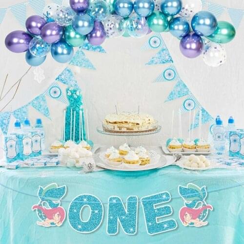 Mermaid Party Colorful Shell Disposable Tableware Summer Beach Under The Sea Party Little Mermaid Girls 1st Birthday Party Decor