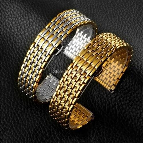 New Thin Pattern Stainless Steel Watchband 12 14 16 18 20 22mm Gold&Silver Solid Band MEN&WOMEN for Brands Watch Free Shipping