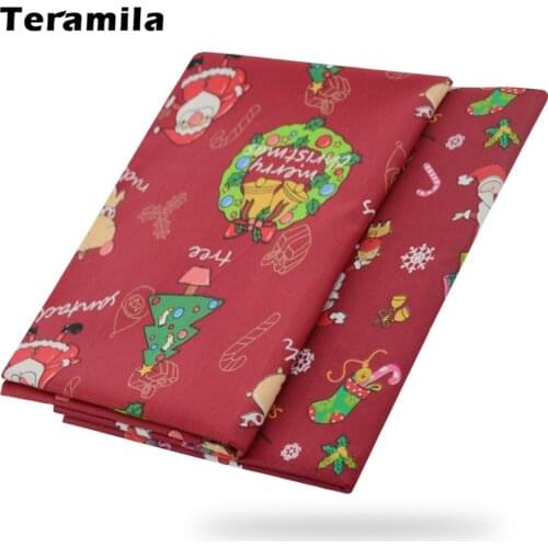 Teramila Christmas Tree Pattern Printed Fabrics for Clothes 100% Cotton Cloth by Per Meter Needlework Fabric Sewing Patchwork