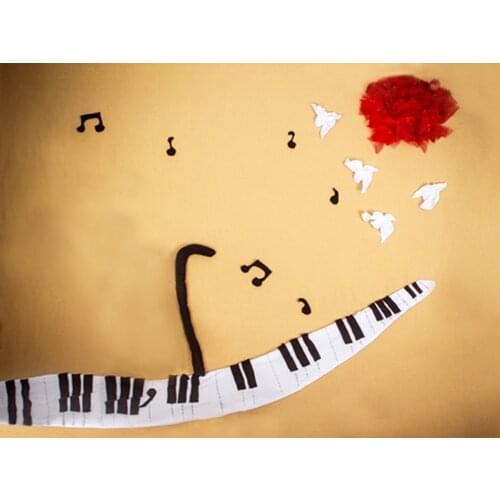 5x7ft Cloth Piano Music for Children Photography Backdrops Photo Props Studio Background