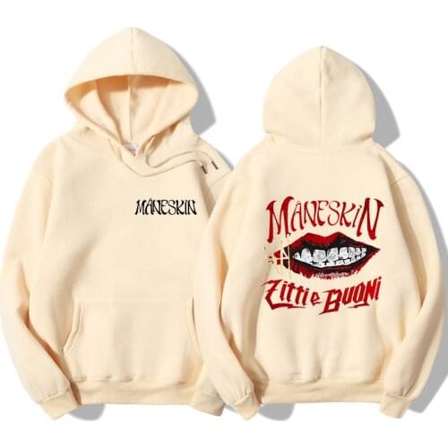 Maneskin Hoodies Tracksuit Pullover Hooded Streetwear Harajuku Sweatshirts Maneskin Merch Clothes Long Sleeve Oversized Hoodie