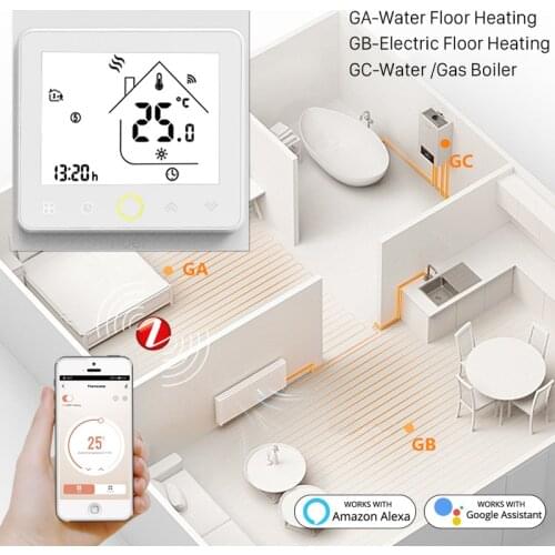 Tuya app remote control zigbee water electric floor heating gas boiler smart switch Radiator thermostat compatible alexa google