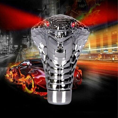Universal Auto Car Manual Gear Shift Knob Stick Led Eyes Chrome Cobra Snake Cool Shift Lever For BMW Toyota Honda Car Modified