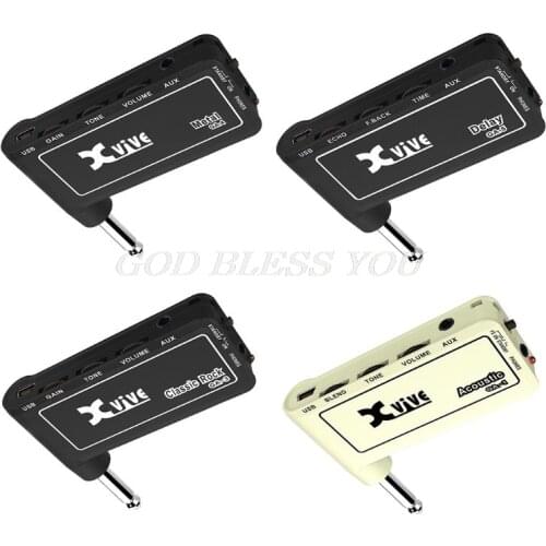 1pc Guitar Plug Mini Portable Recharge Elec Headphone Amp Amplifier Acoustic/ Rock/ Metal/ Delay/ Drop Shipping