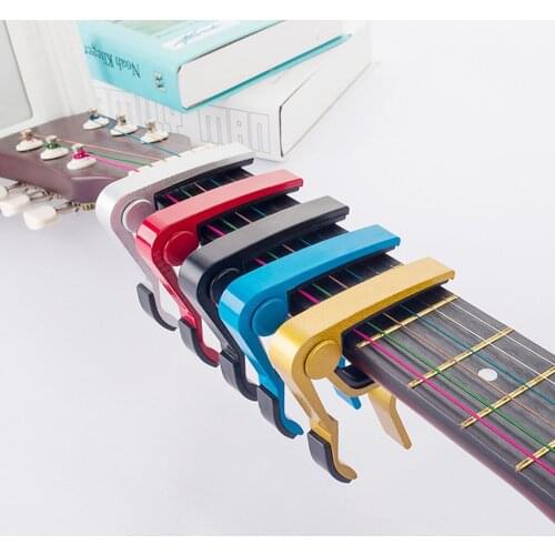 1Pcs Guitar Capo Tuner Streamlined Aluminum Guitar String Clip Clamp with Stainless Steel Spring Silicone Handle