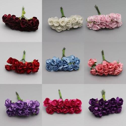 12pcs/lot Rose Artificial DIY Hand Material Garland Flowers Hairbands Paper For Bride Wedding Decorations Headwear Box Pack