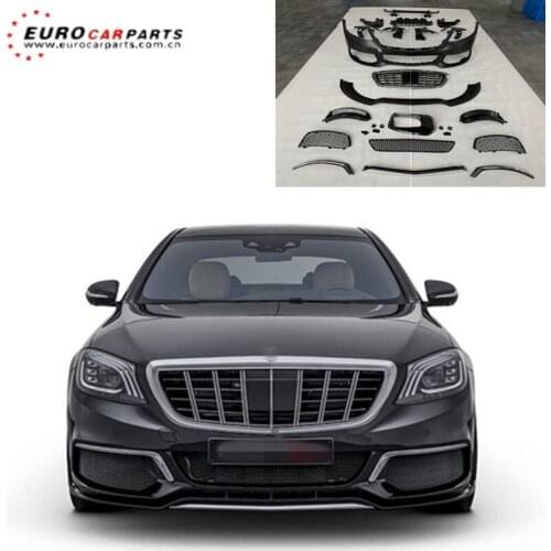 16-20y W222 S63 S65 B900 old to new body kit fit for S320 S350 S400 S500 to B900 front bumper front lip rear diffuser with tips